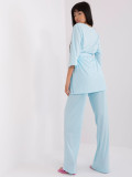 Light Blue Casual Set with Oversized Blouse