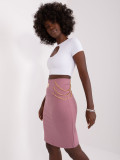 Pink Knitted Skirt with Patch