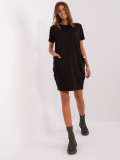 Black Basic Dress with Short Sleeves