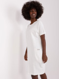 Ecru Cotton Basic Dress Knee-Length