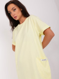 Light Yellow Basic Dress with Pockets