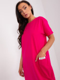 Pink Basic Dress with Short Sleeves