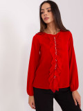 Elegant Red Blouse with Round Neckline