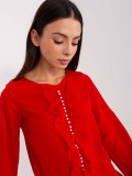Elegant Red Blouse with Round Neckline