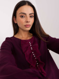 Elegant Dark Purple Blouse with Pearls