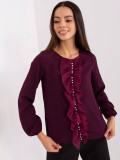 Elegant Dark Purple Blouse with Pearls