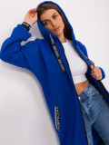 Cobalt Long Zip-Up Hoodie with Prints