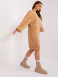 Camel Knitted Dress with Braids
