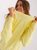 Light Yellow Women's Classic Sweater with Ribbed Cuffs