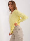 Light Yellow Women's Classic Sweater with Ribbed Cuffs