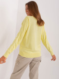 Light Yellow Women's Classic Sweater with Ribbed Cuffs