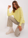 Light Yellow Women's Classic Sweater with Ribbed Cuffs