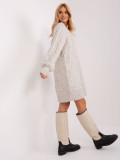 Light Beige Knitted Dress with Puff Sleeves