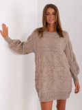 Dark Beige Knitted Dress with Braids