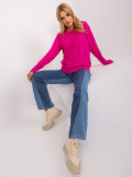 Classic Fuchsia Sweater with Ribbed Cuffs