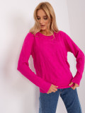 Classic Fuchsia Sweater with Ribbed Cuffs