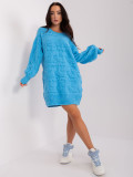 Blue Knitted Dress with Long Sleeves