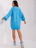 Blue Knitted Dress with Long Sleeves