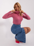 Dusty Pink Fitted Sweater with Turtleneck