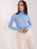 Light Blue Viscose Turtleneck Sweater