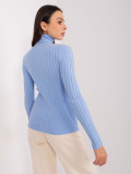 Light Blue Viscose Turtleneck Sweater