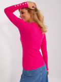Fuchsia Classic Sweater with Round Neck