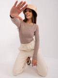 Classic Striped Sweater in Dark Beige