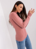 Dusty Pink Fitted Sweater with Turtleneck