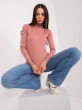 Dusty Pink Fitted Sweater with Turtleneck
