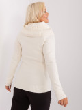 Cream Plus Size Sweater with Ribbed Cuffs