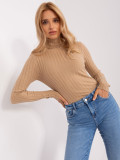Brown Fitted Sweater with Turtleneck