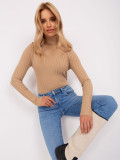 Brown Fitted Sweater with Turtleneck