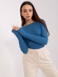 Dark Blue Classic Sweater with Stripes