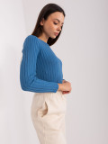 Dark Blue Classic Sweater with Stripes