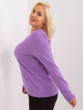 Purple Plus Size Sweater with Buttons at the Neckline