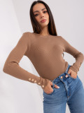 Classic Women's Sweater in Camel Color with Buttons