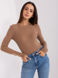 Classic Women's Sweater in Camel Color with Buttons