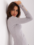 Gray Classic Sweater with Buttons on Sleeves