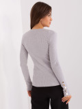 Gray Classic Sweater with Buttons on Sleeves
