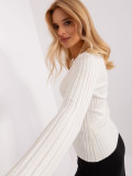 Ecru Classic Sweater with Round Neckline