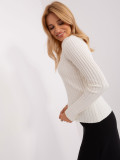 Ecru Classic Sweater with Round Neckline