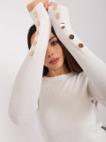 Ecru Classic Sweater with Round Neckline