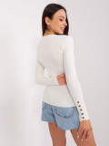 Ecru Classic Sweater with Round Neckline