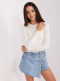 Ecru Classic Sweater with Round Neckline