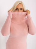 Light Pink Plus Size Sweater with Ribbed Cuffs