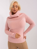 Light Pink Plus Size Sweater with Ribbed Cuffs