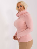 Light Pink Plus Size Sweater with Ribbed Cuffs