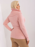 Light Pink Plus Size Sweater with Ribbed Cuffs