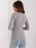 Gray Classic Sweater with Decorative Buttons