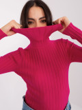 Fuchsia Ribbed Sweater with Turtleneck